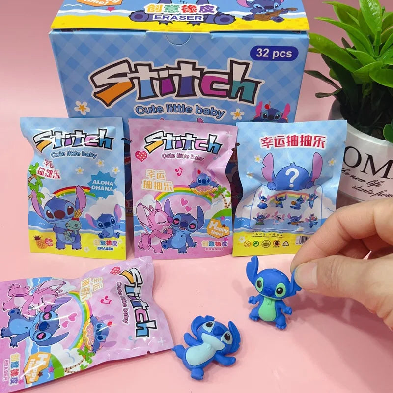 Gomma da cancellare Stitch 32pz Disney - Cancelleria per studenti Cartone animato 3d Sacchetto cieco