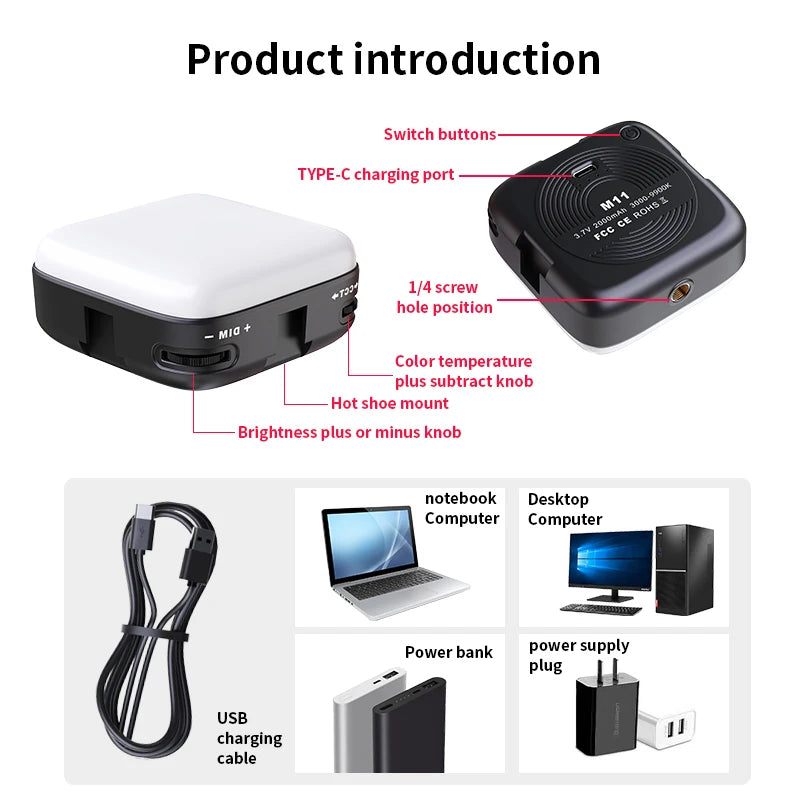 Luce portatile a LED per selfie, per videocamera per telefono o macchina fotografica da usare per videoregistrazioni su TikTok o altri canali, video per trucco e tanto altro.